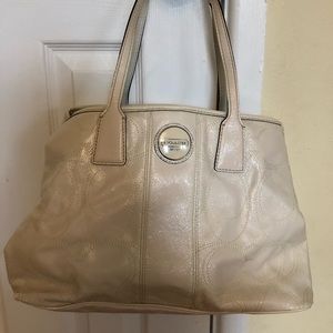 Authentic Coach White Embossed Handbag